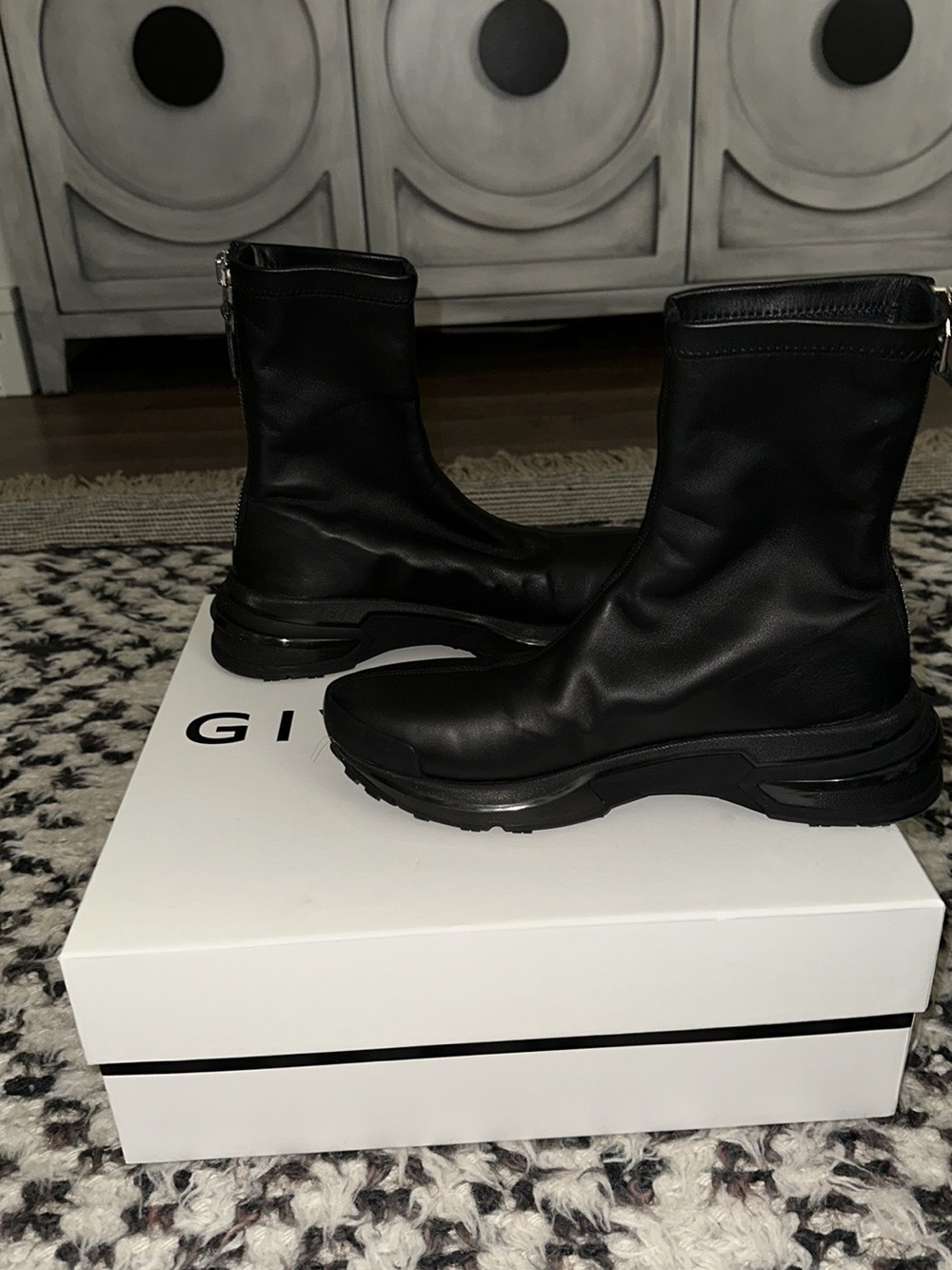 Givenchy Black Leather Combat Boots